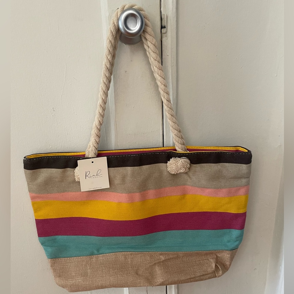 Striped Tote With Rope Handles